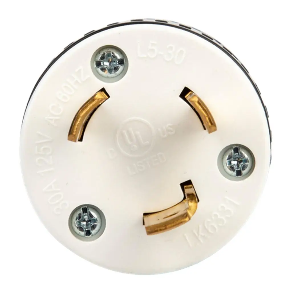 NEMA L5-30P Grounding Locking Plug, 20A 250V AC, 3 Pin Male Self-wiring Plug
NEMA L5-30P Grounding Locking Plug, 20A 250V AC, 3 Pin Male Self-wiring Plug