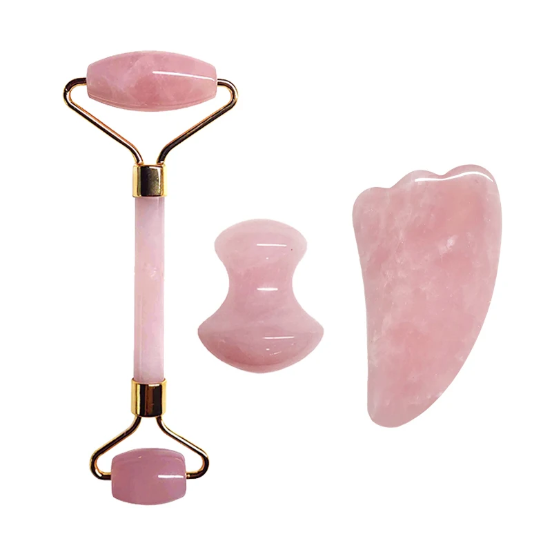 Натуральный гуашь скребок нефритовый роликовый массажер для лица розовый