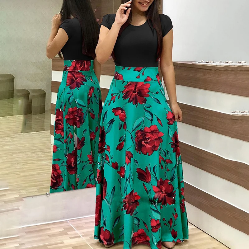 Summer Long Dress Floral Print Boho Beach Dress Tunic Maxi Dress Women Evening Party Dress Vestidos De Festa
Summer Long Dress Floral Print Boho Beach Dress Tunic Maxi Dress Women Evening Party Dress Vestidos De Festa