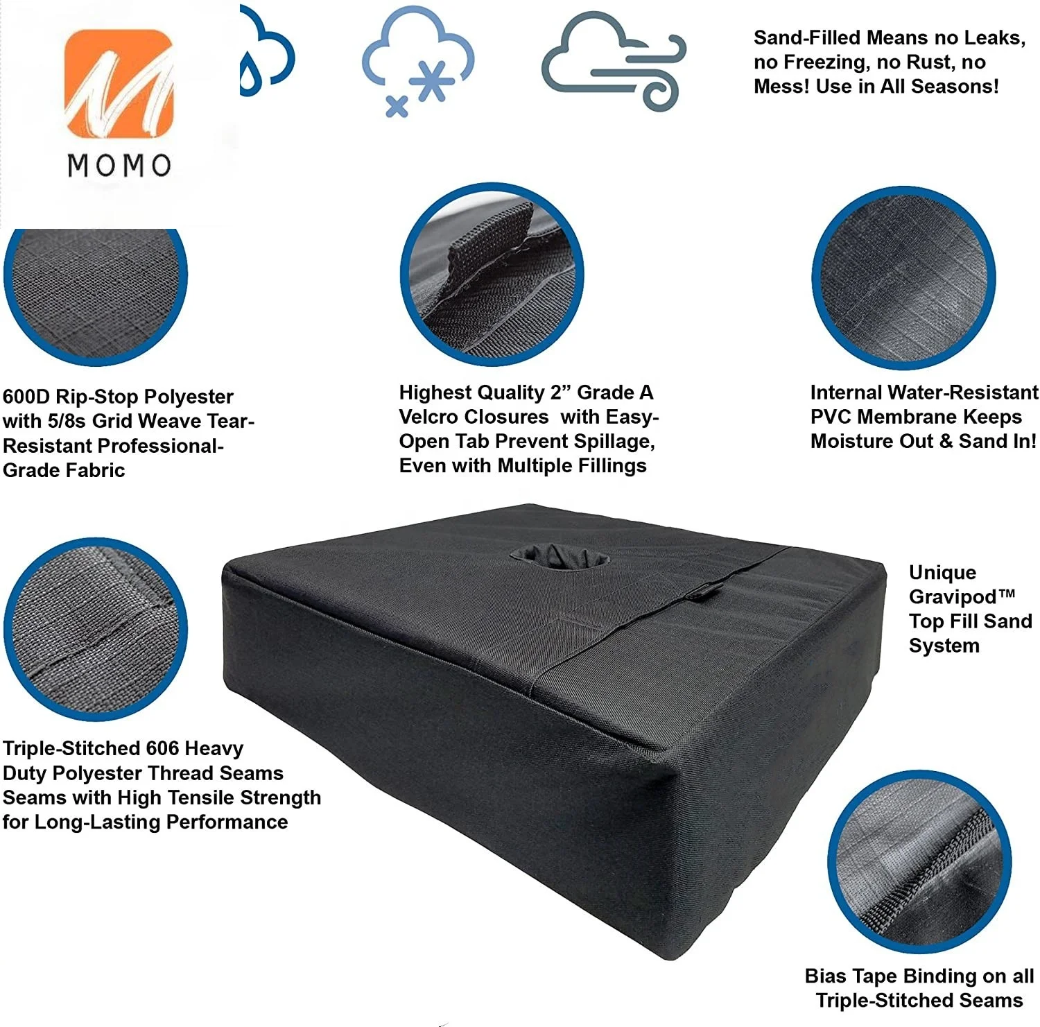 Simple Convenient Durable Sand Weight Bag for Umbrella Stands Easy Fill System 18" Square Umbrella Base Weight Bag
Simple Convenient Durable Sand Weight Bag for Umbrella Stands Easy Fill System 18" Square Umbrella Base Weight Bag