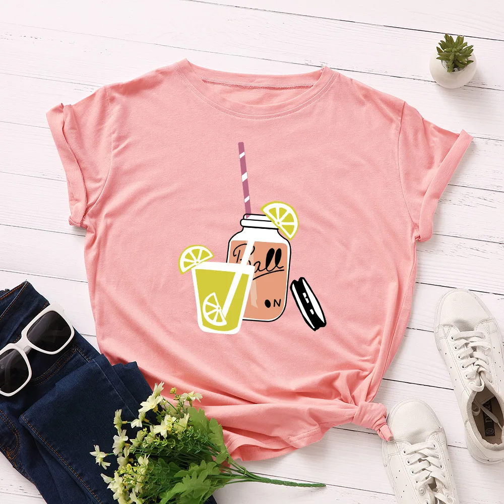 Women Print T-shirt Summer Short Sleeves Streetwear Drink Print Tees Fashion Casual Oversized Harajuku Cotton Tops
Women Print T-shirt Summer Short Sleeves Streetwear Drink Print Tees Fashion Casual Oversized Harajuku Cotton Tops