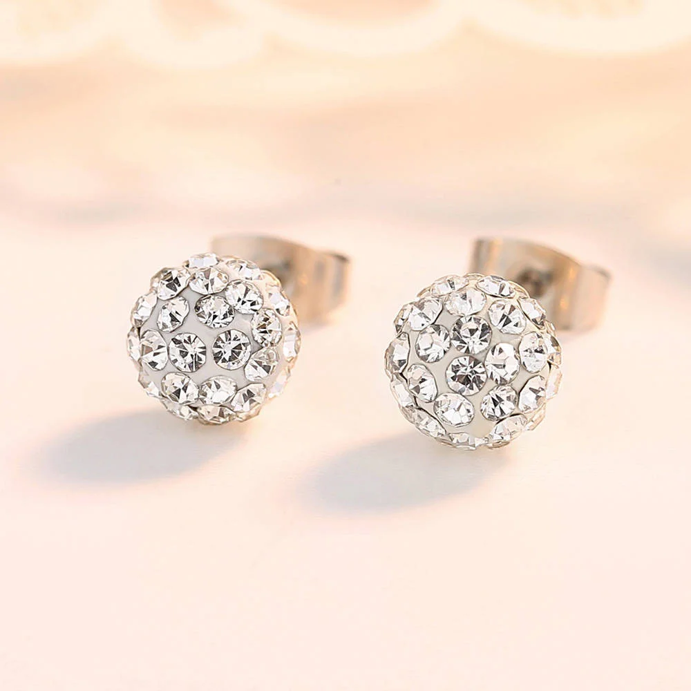 Shamballa Серьги Серебряные украшения женские серьги белый блестящий кристалл