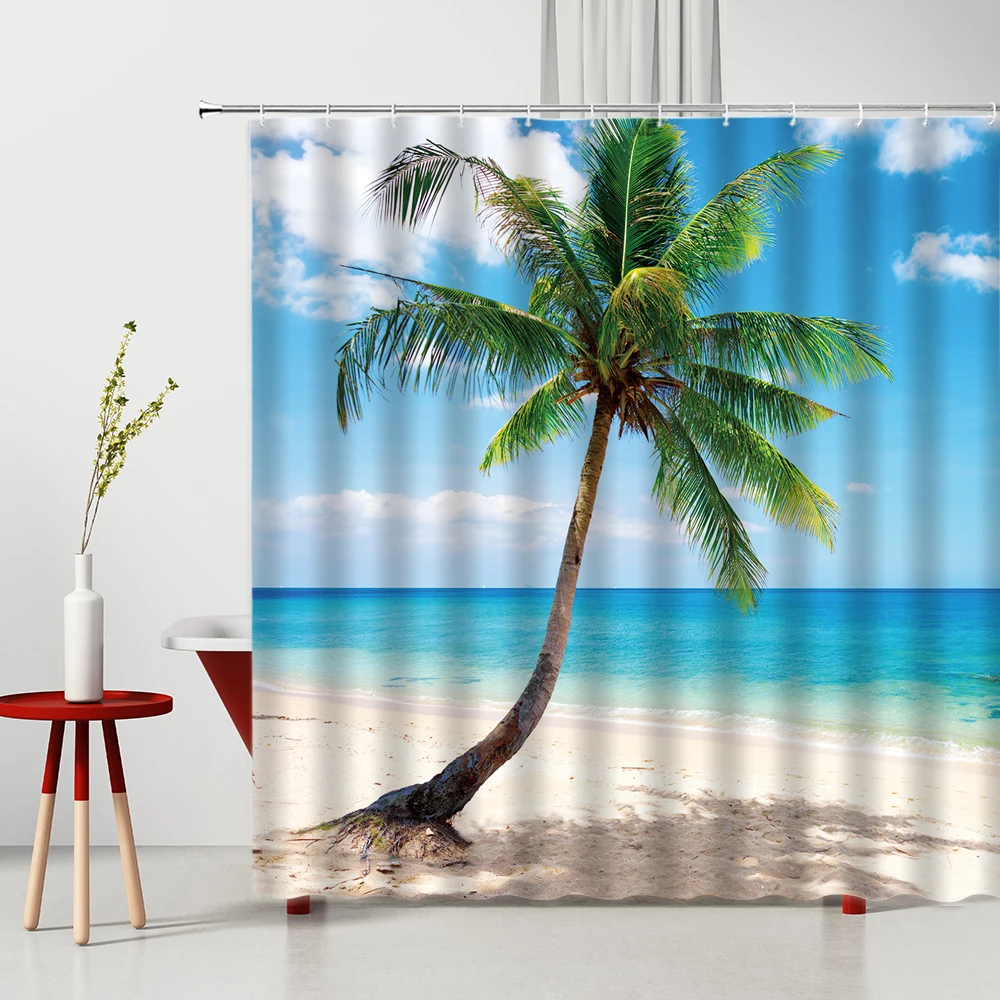 Summer Seaside Scenery Shower Curtain Ocean Palm Tree Tropical Landscape Bathroom Decor Washable Bathtub Screen Bath Curtains
Summer Seaside Scenery Shower Curtain Ocean Palm Tree Tropical Landscape Bathroom Decor Washable Bathtub Screen Bath Curtains