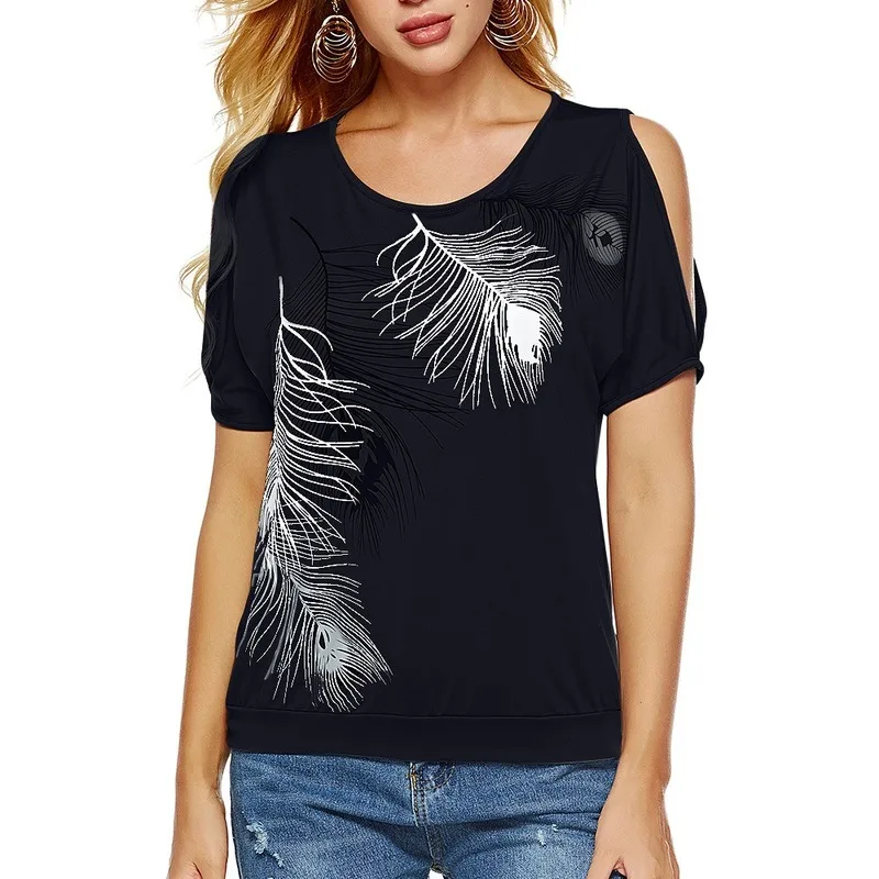 Hot Sale Plus Size Feather Print T Shirt Women Short Sleeve Off Shoulder O-neck TShirt Vogue Tops Tee Shirt Femme Vogue Summer
Hot Sale Plus Size Feather Print T Shirt Women Short Sleeve Off Shoulder O-neck TShirt Vogue Tops Tee Shirt Femme Vogue Summer