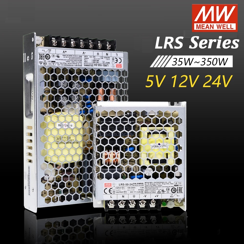 Светодиодный драйвер Meanwell LRS 35 50 75 100 150 200 350W 3 4 2 5 12 15 24 36 48 В с одним выходом