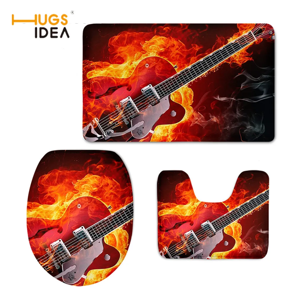 HUGSIDEA Creative Guitar Printing Bathroom Accessories Personalized Customized 3 Piecet Toilet Cover Flannel Commode Pad 
HUGSIDEA Creative Guitar Printing Bathroom Accessories Personalized Customized 3 Piecet Toilet Cover Flannel Commode Pad