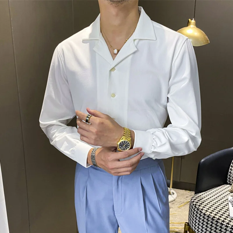 Spring Leisure British Business Shirt Design British Men Cuba Collar Slim Solid White Shirt Camisa Social Masculina Men Shirt
Spring Leisure British Business Shirt Design British Men Cuba Collar Slim Solid White Shirt Camisa Social Masculina Men Shirt