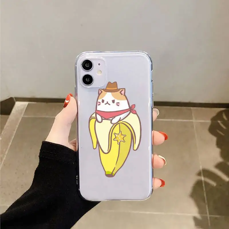 Cartoon cute banana dress up cat Phone Case Transparent for iPhone 6 7 8 11 12 s mini pro X XS XR MAX Plus
Cartoon cute banana dress up cat Phone Case Transparent for iPhone 6 7 8 11 12 s mini pro X XS XR MAX Plus