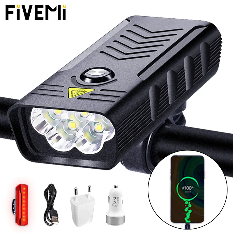 5T6 LED Bike Light Front USB Rechargeable 10000mAh Waterproof Flashlight For Bicycle Light Cycling MTB Headlight Aluminum
5T6 LED Bike Light Front USB Rechargeable 10000mAh Waterproof Flashlight For Bicycle Light Cycling MTB Headlight Aluminum