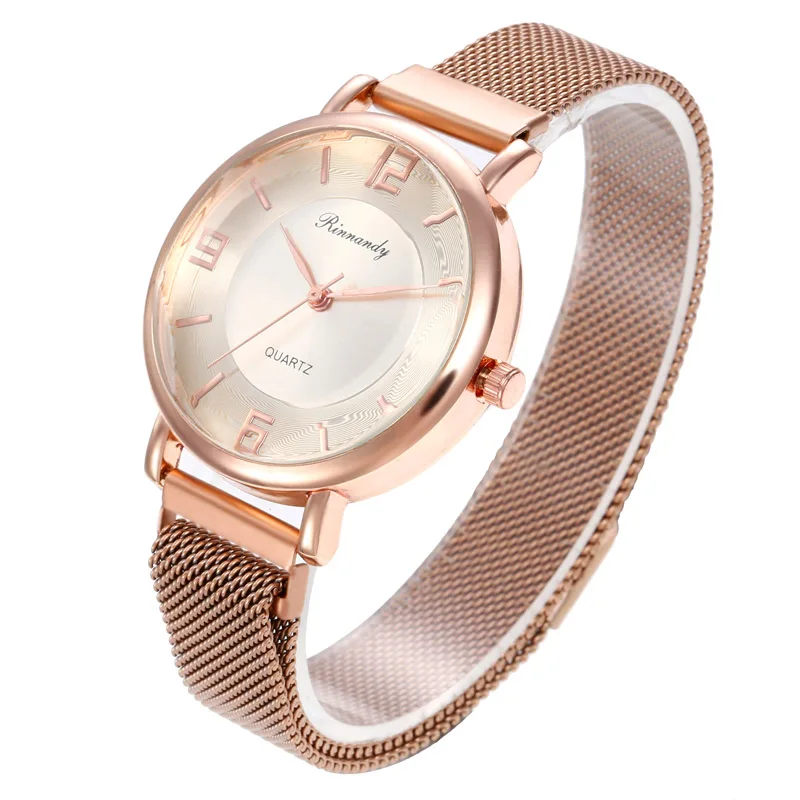 Женские простые часы WJ-8568 модные женские кварцевые наручные магнитные розовое