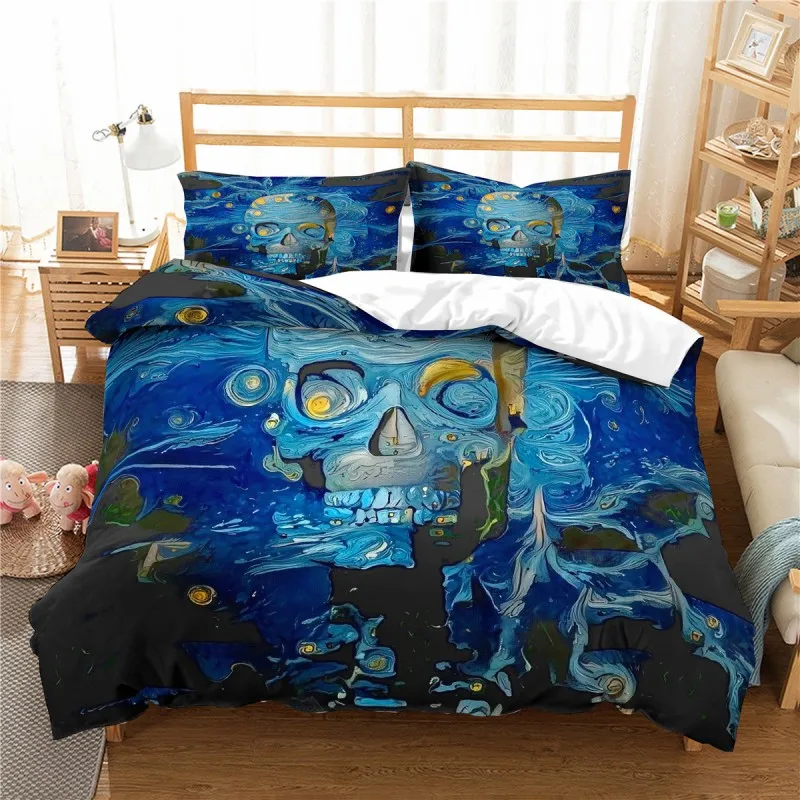 Printed Halloween Skull Bedding set skeleton Duvet Cover Pillowcases Twin US Full Queen King Customized Size 3Pcs Autumn winter 
Printed Halloween Skull Bedding set skeleton Duvet Cover Pillowcases Twin US Full Queen King Customized Size 3Pcs Autumn winter