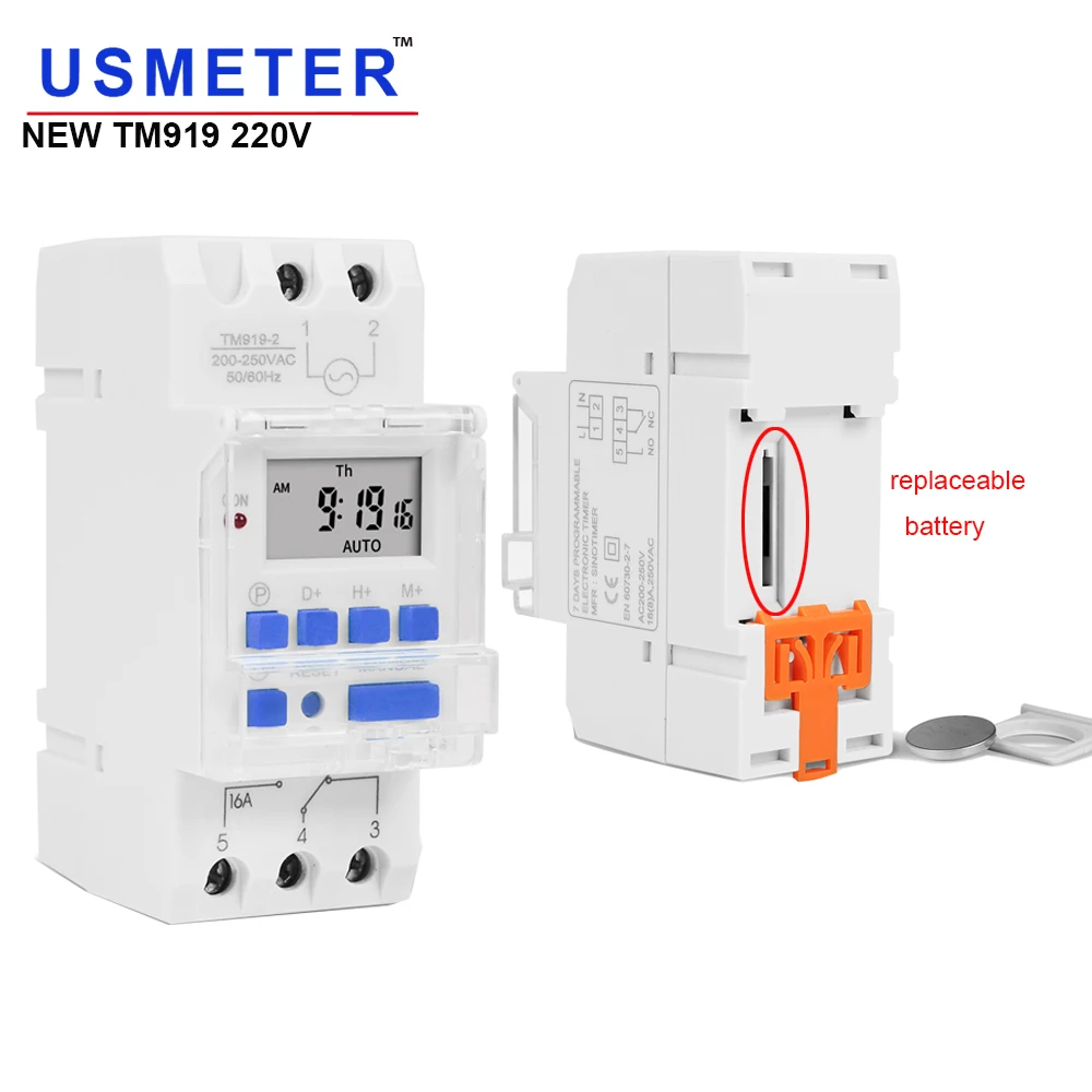 

New TM919 Electronic Weekly 7 Days Programmable Digital Time Switch Relay Timer Control AC 220V 230V 16A Din Rail Mount