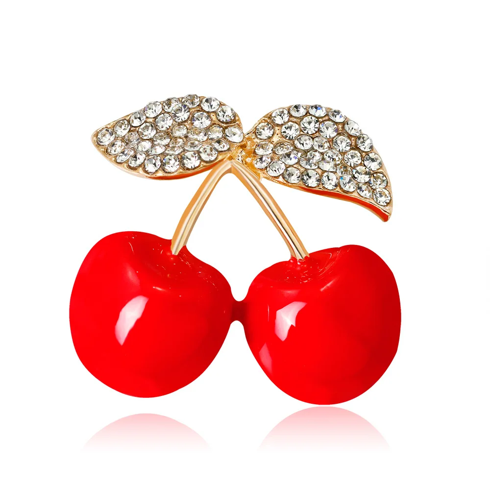 Red Enameled Cherry Brooches Rhinestone Fruit Plant Pin Women's Garment Pins Jewelry Accessories
Red Enameled Cherry Brooches Rhinestone Fruit Plant Pin Women's Garment Pins Jewelry Accessories