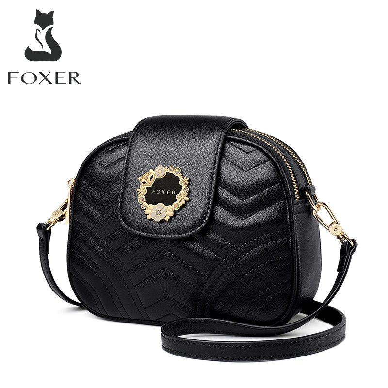 Мини-сумка FOXER для женщин дамская сумочка Женский брендовый кожаный шикарный