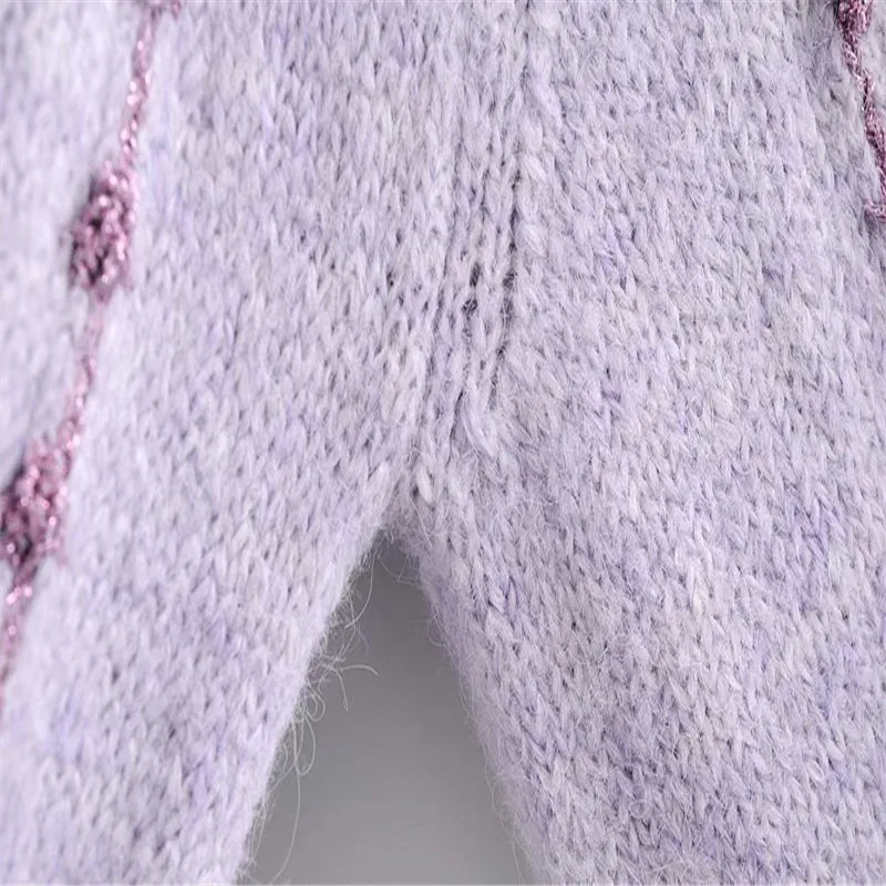 2020 Metallic Thread Knit Sweater Women Long Sleeve High Collar Vintage Purple Sweaters Woman Streetwear Slim Pullover
2020 Metallic Thread Knit Sweater Women Long Sleeve High Collar Vintage Purple Sweaters Woman Streetwear Slim Pullover
