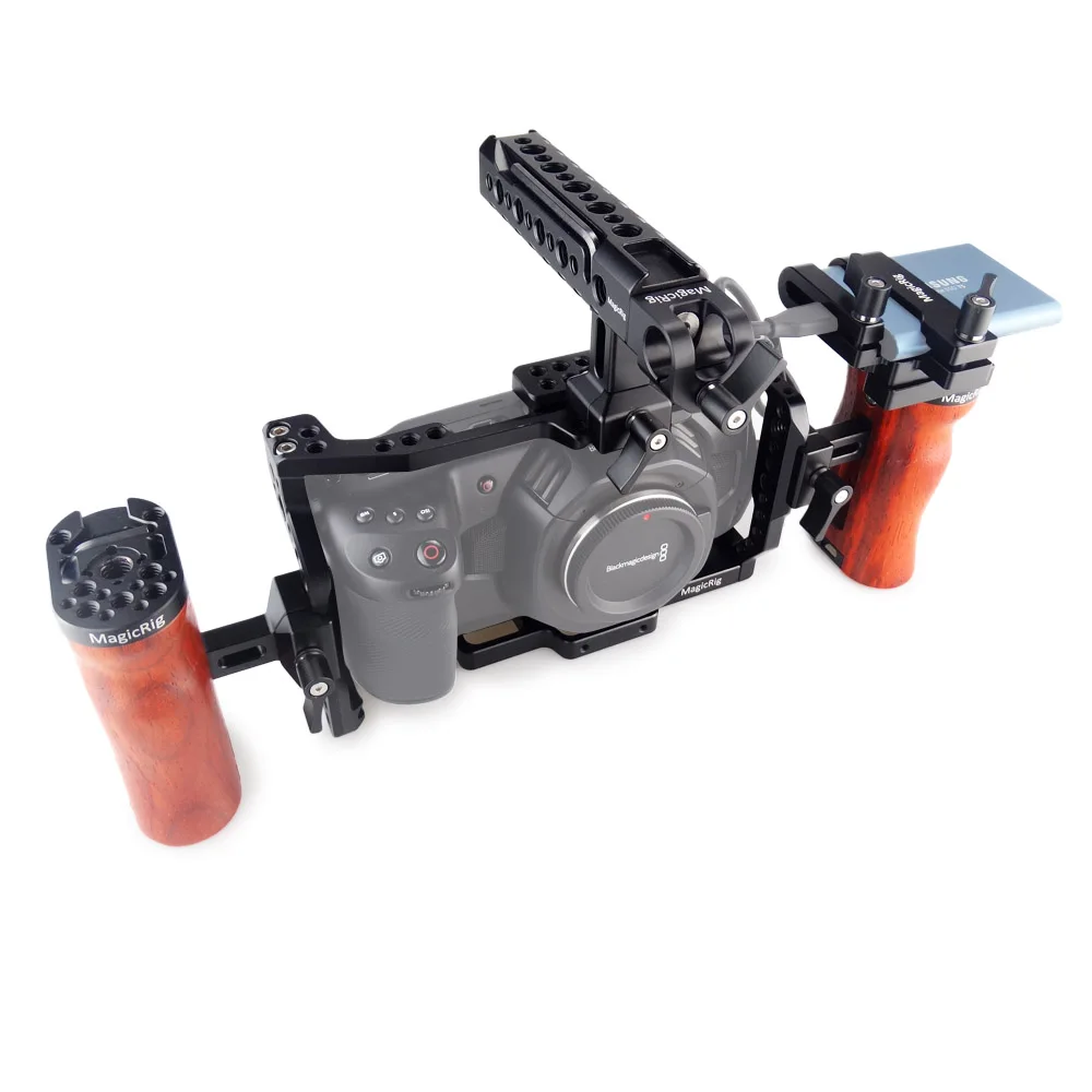 Держатель для камеры MAGICRIG BMPCC 4K /6K с ручкой NATO и регулируемой деревянной + зажим