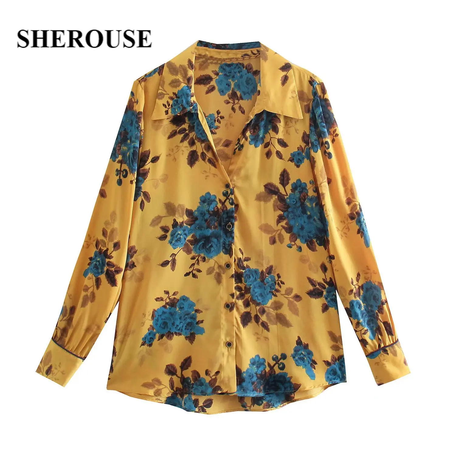 Sherouse Women Fashion Floral Printed Single Breasted Blouse Vintage Lapel Collar Long Sleeves Female Shirts Chic Tops
Sherouse Women Fashion Floral Printed Single Breasted Blouse Vintage Lapel Collar Long Sleeves Female Shirts Chic Tops