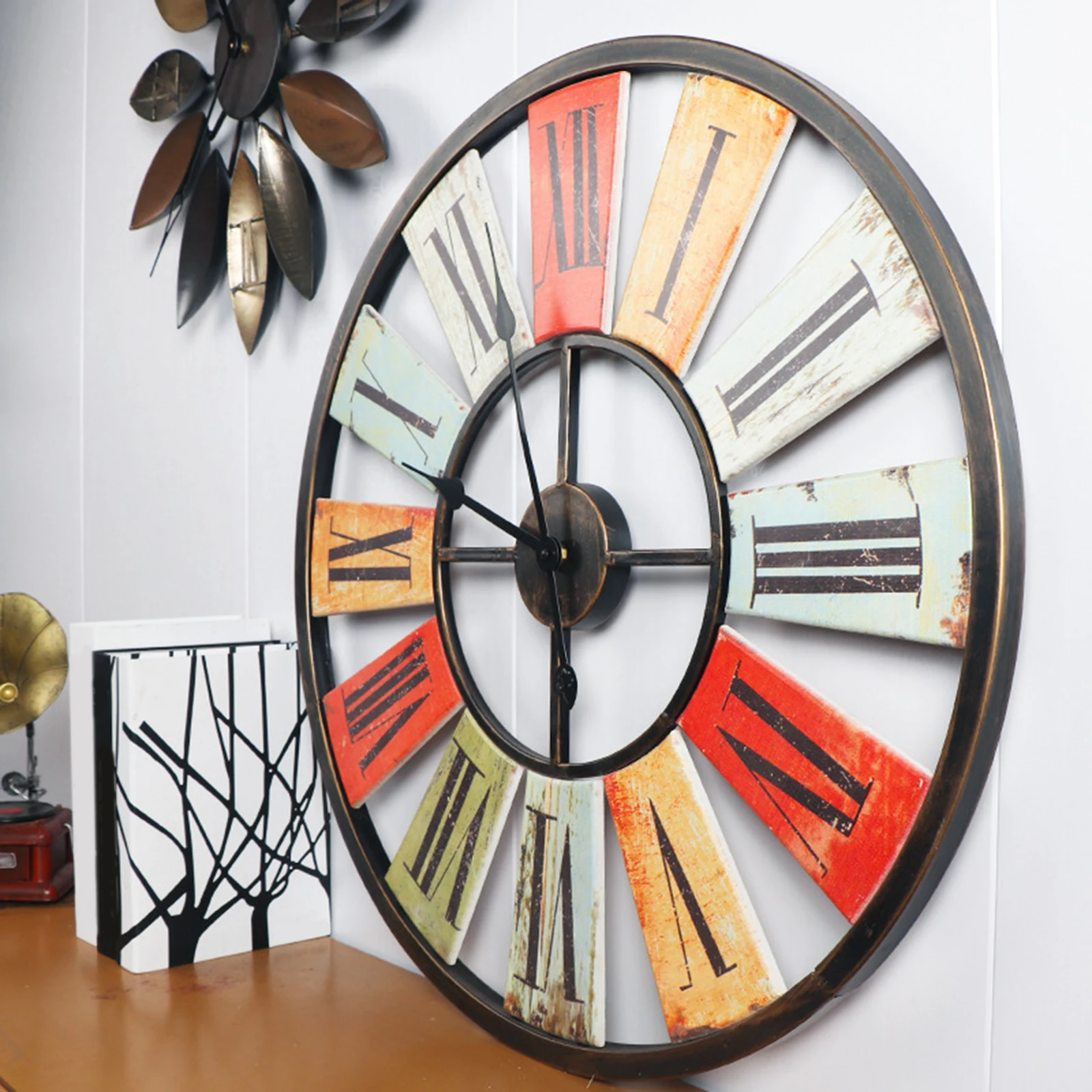 Metal Wall Clock Large Silent Clock 67cm with Large Roman Numerals Iron Clocks for Living Room Kitchen Cafe Home Office
Metal Wall Clock Large Silent Clock 67cm with Large Roman Numerals Iron Clocks for Living Room Kitchen Cafe Home Office