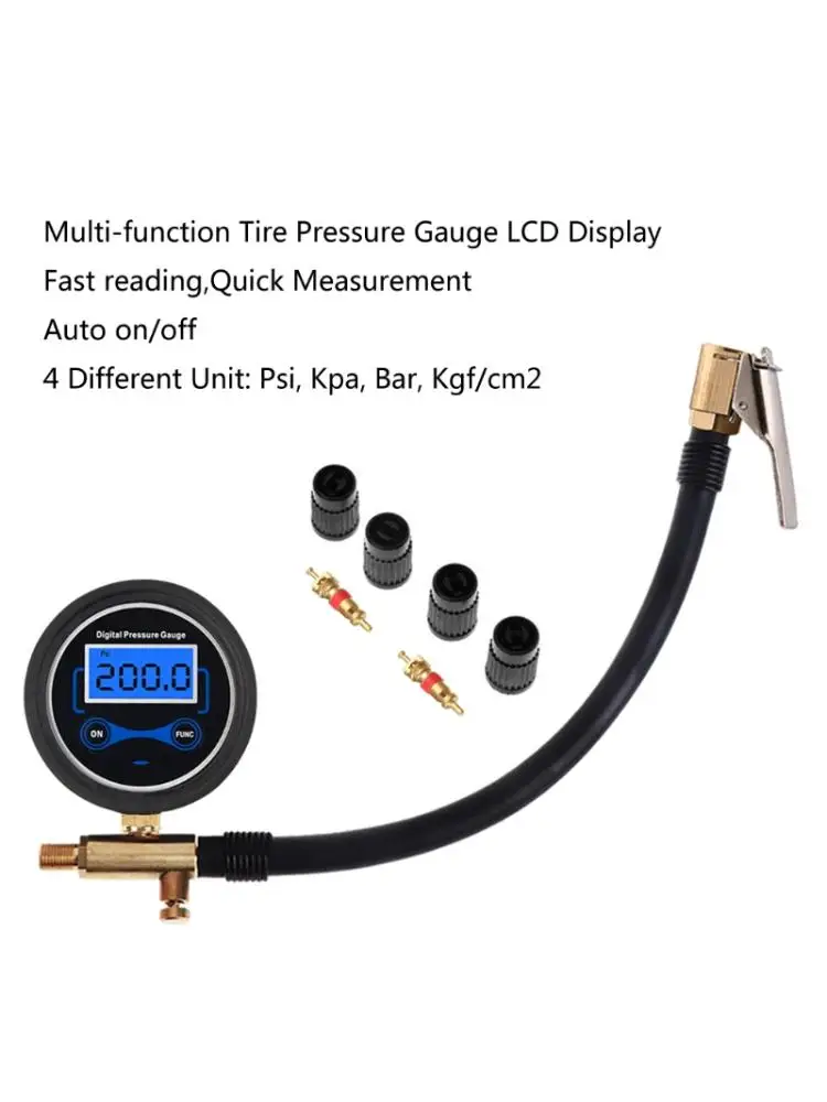 Car Truck Air Tire Inflator Digital Pressure Gauge with Air Chuck & Hose LX0D 
Car Truck Air Tire Inflator Digital Pressure Gauge with Air Chuck & Hose LX0D