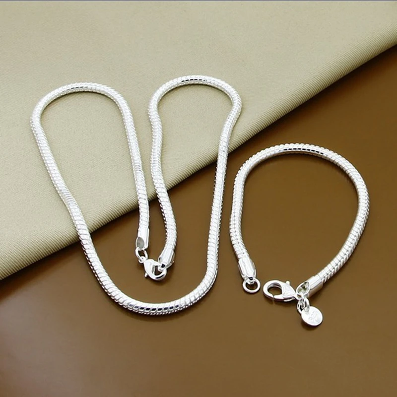 925 Sterling Silver Necklace Solid Snake Chain Men'S And Women'S Bracelet Brand Set Fashion Charm, Jewelry
925 Sterling Silver Necklace Solid Snake Chain Men'S And Women'S Bracelet Brand Set Fashion Charm, Jewelry
