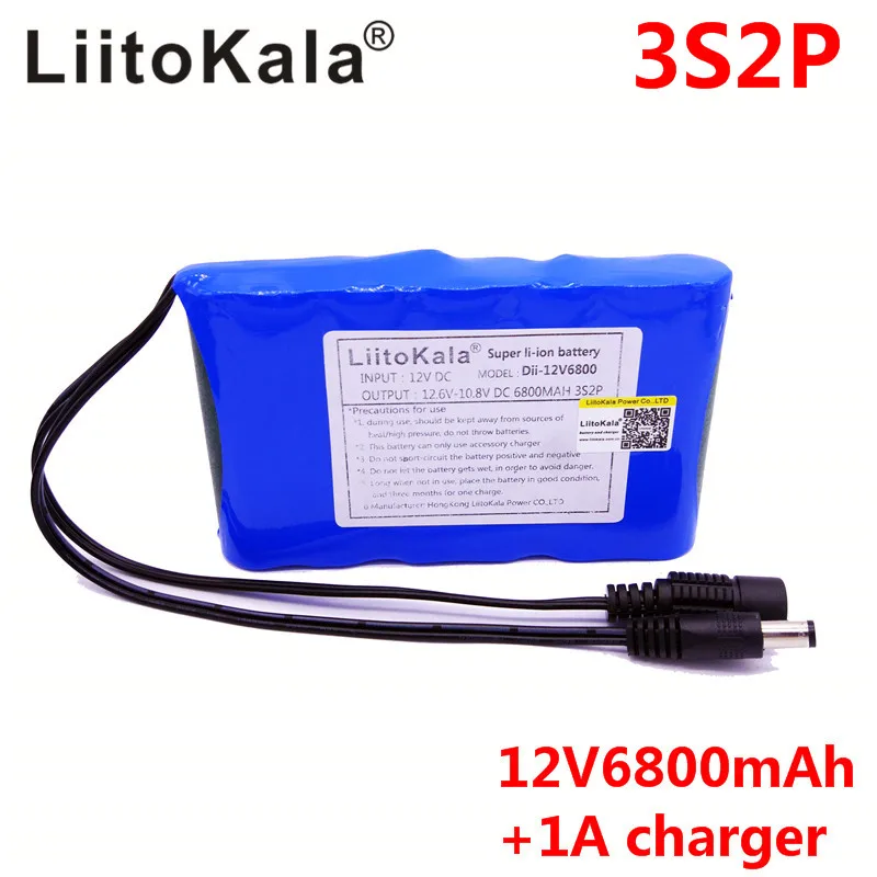 HK LiitoKala Высокое качество DC 12V 6800mAh 18650 Li Ion аккумуляторная батарея зарядное