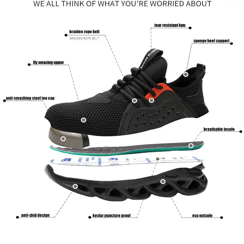 Men Work Shoes Breathable Lace Up Soft Bottom Male Sneakers Working Steel Toe Anti Smashing Construction Safety Shoes For Mens
Men Work Shoes Breathable Lace Up Soft Bottom Male Sneakers Working Steel Toe Anti Smashing Construction Safety Shoes For Mens