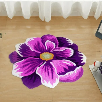 Hot Sales Flower Rug Flocking Rose Living Room Bedroom Shower Room Onal Water-absorption Non-slip Carpet Home Door Mats