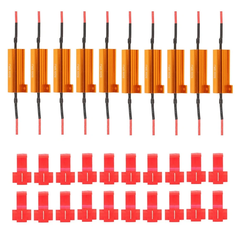 10 Pcs 50W 6Ohm LED Load Resistors for LED Turn Signal Lights or LED License Plate Lights
10 Pcs 50W 6Ohm LED Load Resistors for LED Turn Signal Lights or LED License Plate Lights