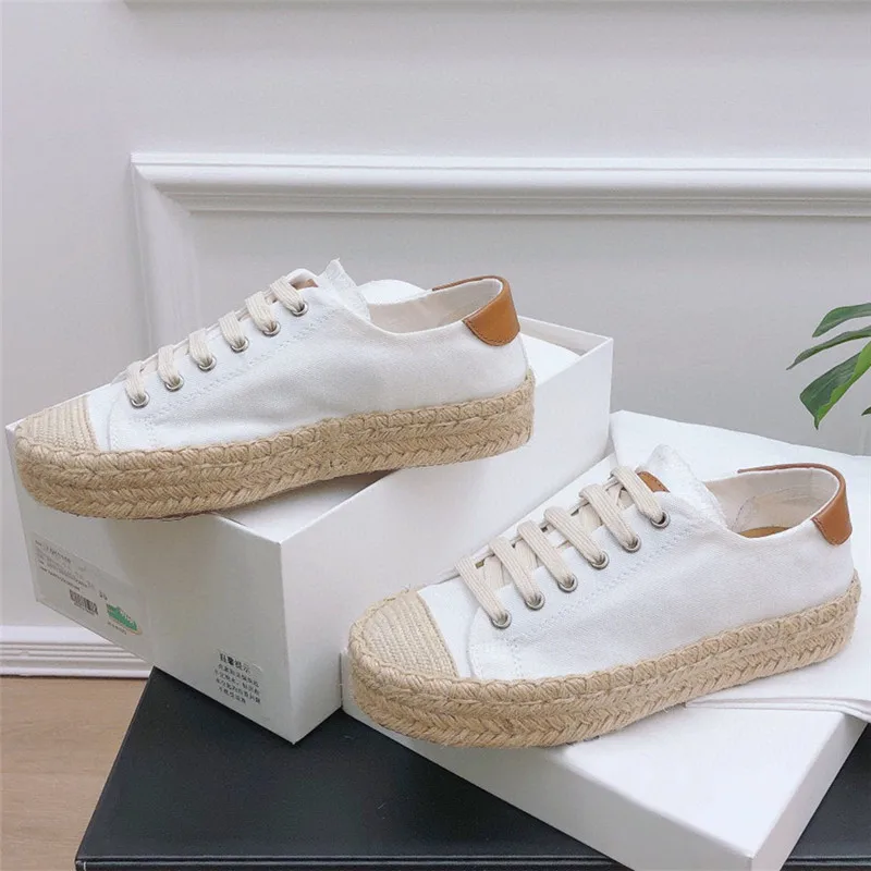 Casual Ladies Straw Canvas Shoes Designer Platform Spring Autumn Fashion Skateboard Shoes Brand Trainer Flat Fisherman Shoes New
Casual Ladies Straw Canvas Shoes Designer Platform Spring Autumn Fashion Skateboard Shoes Brand Trainer Flat Fisherman Shoes New