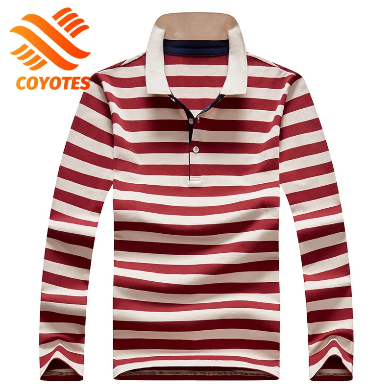 COYOTES Hot 2021 Stripe Men Polo Shirt Cotton Long Sleeve Shirt New Spring Autumn Embroidery Warm Casual Fashion Polo Shirts
COYOTES Hot 2021 Stripe Men Polo Shirt Cotton Long Sleeve Shirt New Spring Autumn Embroidery Warm Casual Fashion Polo Shirts
