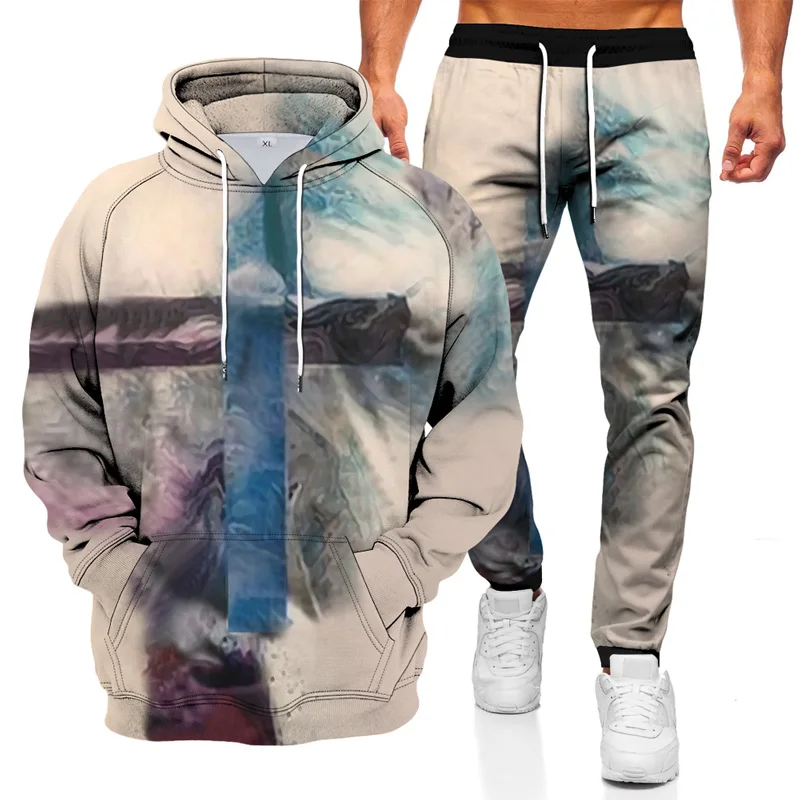 2021 New Cool Man Cross Hooded Sweatshirt Trousers Two-piece Digital Printing 3D Pattern Hoodie Pullover Sportswear Suit
2021 New Cool Man Cross Hooded Sweatshirt Trousers Two-piece Digital Printing 3D Pattern Hoodie Pullover Sportswear Suit