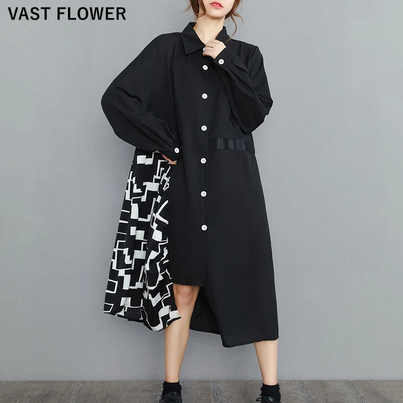 Irregular Patchwork Print Plus Size Dresses For Women Long Sleeve Loose Casual Shirt Dress Fashion Clothes Spring Autumn 2021
Irregular Patchwork Print Plus Size Dresses For Women Long Sleeve Loose Casual Shirt Dress Fashion Clothes Spring Autumn 2021