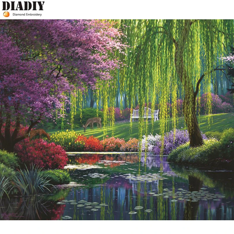 Full round drill 5D DIY Diamond embroidery Willow Pond Diamond Painting Cross Stitch Rhinestone Mosaic decoration
Full round drill 5D DIY Diamond embroidery Willow Pond Diamond Painting Cross Stitch Rhinestone Mosaic decoration
