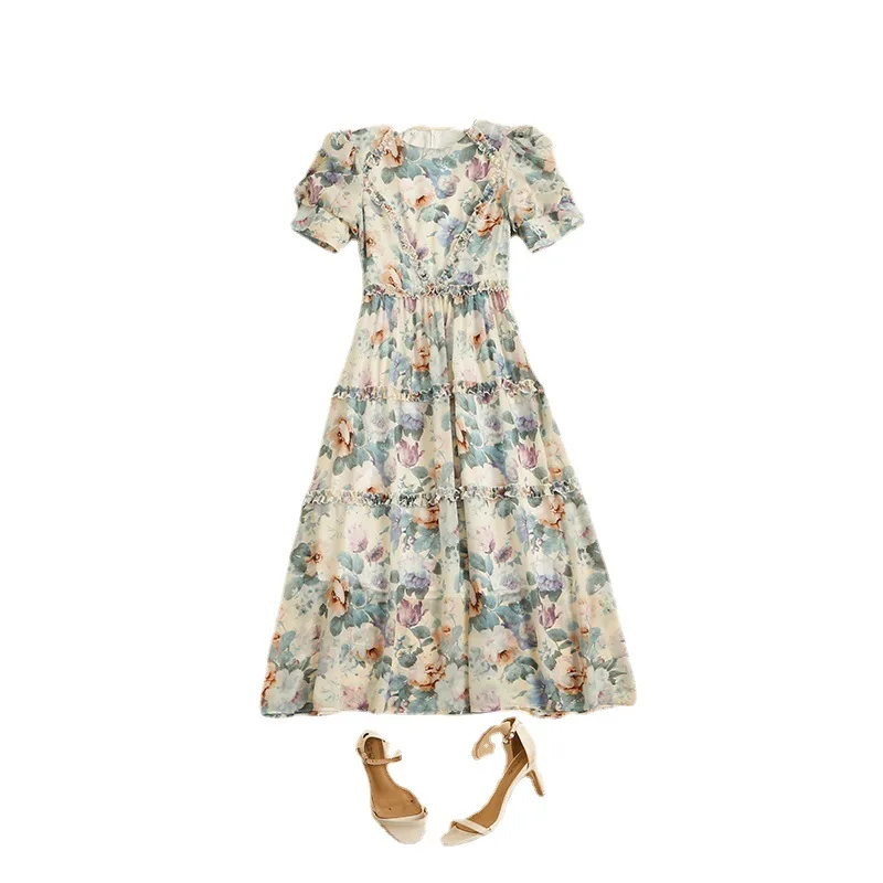 Gezelligheid Dresses For Women 2021 Summer Elegant Fashion Party Print Folds Round Neck Short Sleeve Midi Silk Chiffon Dress
Gezelligheid Dresses For Women 2021 Summer Elegant Fashion Party Print Folds Round Neck Short Sleeve Midi Silk Chiffon Dress