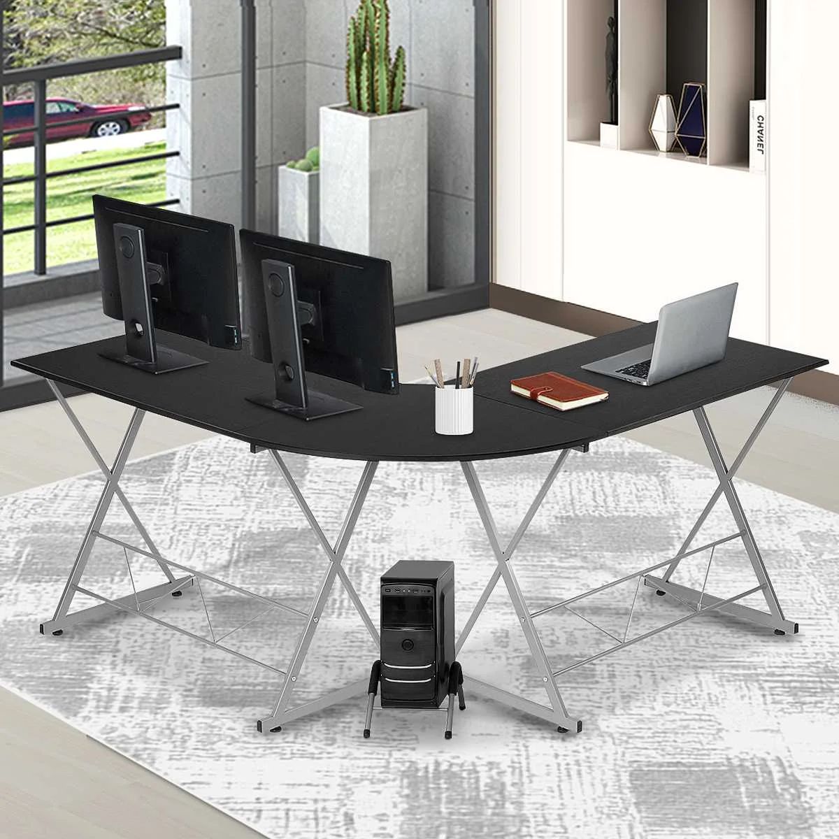 L-Shaped Computer Table Desk Furniture Corner Writing Desk Workstation Large Capacity for Double Monitor Working/live Streaming
L-Shaped Computer Table Desk Furniture Corner Writing Desk Workstation Large Capacity for Double Monitor Working/live Streaming