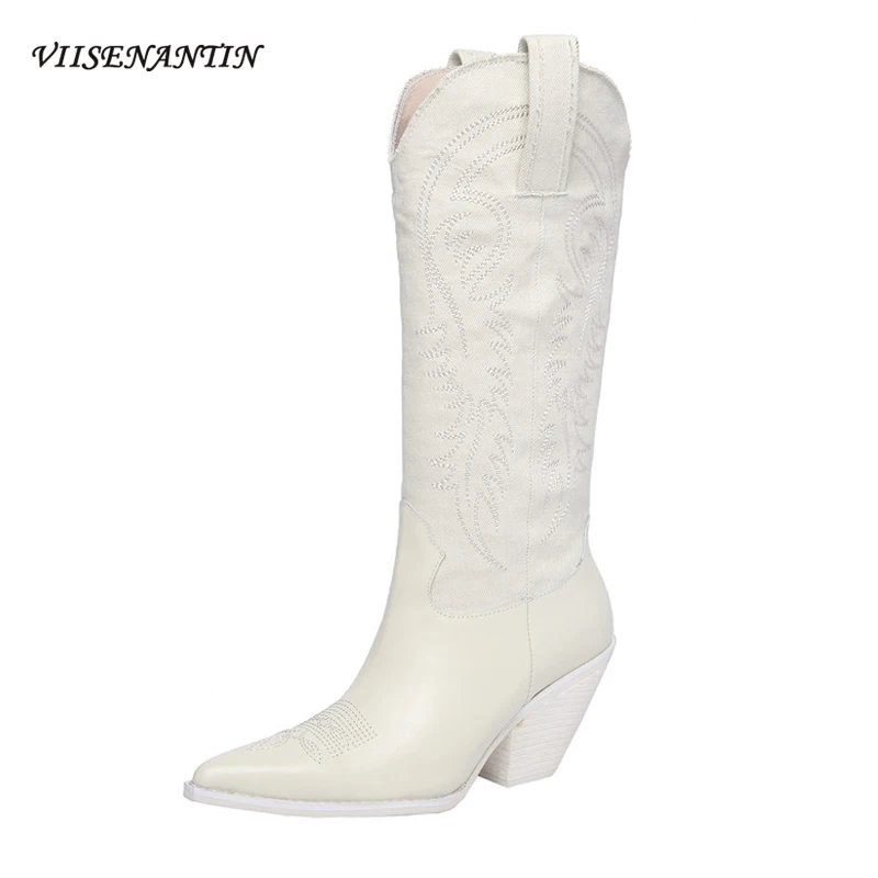 Белые ковбойские ботинки с острым носком на толстом каблуке и вышивкой, винтажные рыцарские ботинки, женские модные однотонные роскошные д...
Белые ковбойские ботинки с острым носком на толстом каблуке и вышивкой, винтажные рыцарские ботинки, женские модные однотонные роскошные д...
