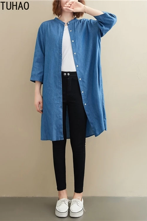 TUHAO Blouse Women 2020 Autumn Literary Medium Long Large Size Shirt Loose Stand-up Collar Denim Shirt Blouses Tops WM12
TUHAO Blouse Women 2020 Autumn Literary Medium Long Large Size Shirt Loose Stand-up Collar Denim Shirt Blouses Tops WM12