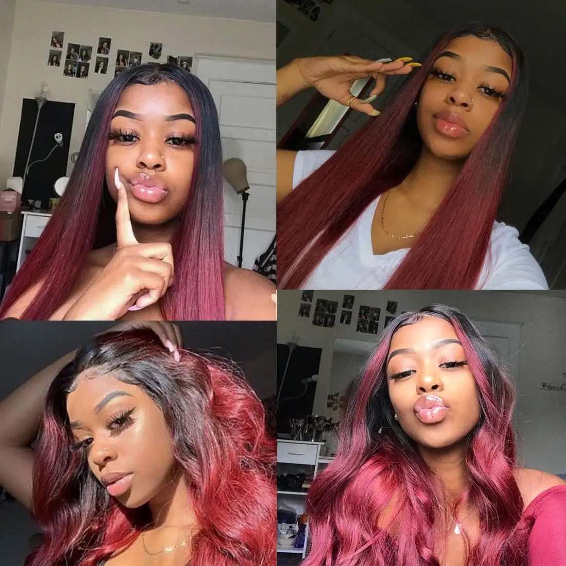 Women's Long Straight Burgendy Lace Front Wigs Synthetic Hair Wine Ombre Black Middle Part Wig Heat Resistant Daily Party Using
Women's Long Straight Burgendy Lace Front Wigs Synthetic Hair Wine Ombre Black Middle Part Wig Heat Resistant Daily Party Using