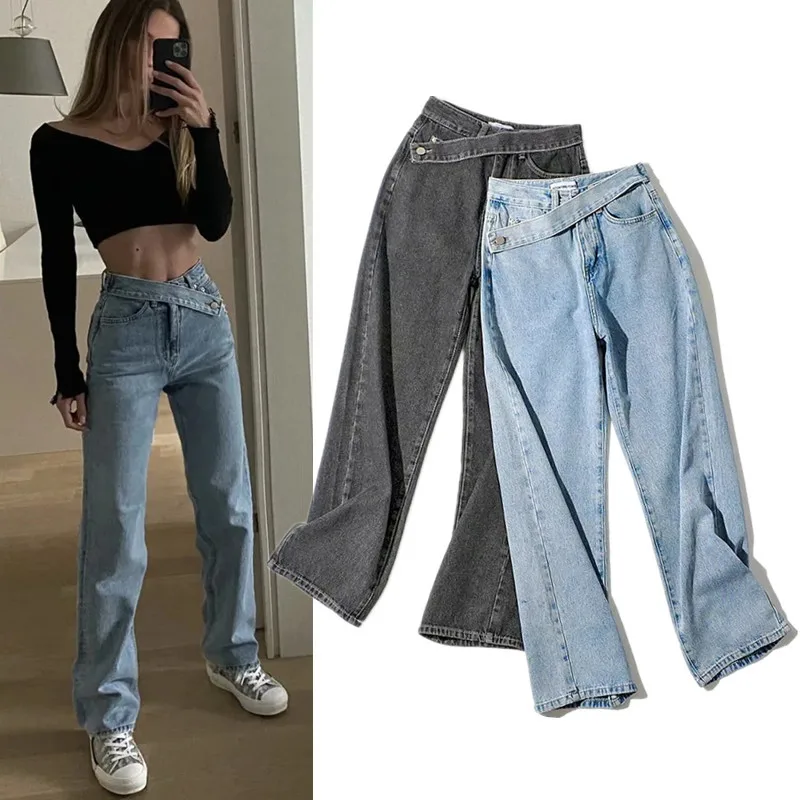 Autumn new fashion oblique waist wide-legged wide loose thin high-waisted wide-leg straight jeans women trousers trend
Autumn new fashion oblique waist wide-legged wide loose thin high-waisted wide-leg straight jeans women trousers trend