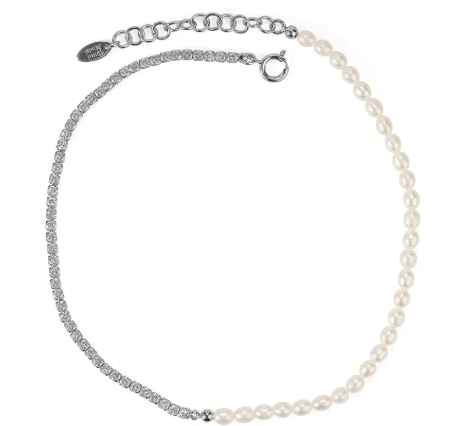 Women's Brass With Platinum Plated Temperament Zircon Chain Natural Real Pearl Stitching Necklace
Women's Brass With Platinum Plated Temperament Zircon Chain Natural Real Pearl Stitching Necklace