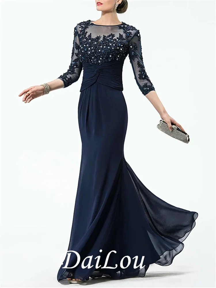 Mermaid/Trumpet Sparkle Elegant Wedding Guest Formal Evening Dress Illusion Neck Half Sleeve Floor Length with Appliques 2021
Mermaid/Trumpet Sparkle Elegant Wedding Guest Formal Evening Dress Illusion Neck Half Sleeve Floor Length with Appliques 2021