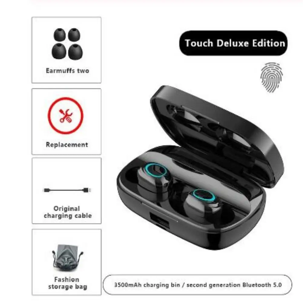 Беспроводные Bluetooth-наушники 5,0 S11, Bluetooth-гарнитура, водонепроницаемые наушники с сенсорным управлением и зарядным футляром 3500 мАч
Беспроводные Bluetooth-наушники 5,0 S11, Bluetooth-гарнитура, водонепроницаемые наушники с сенсорным управлением и зарядным футляром 3500 мАч