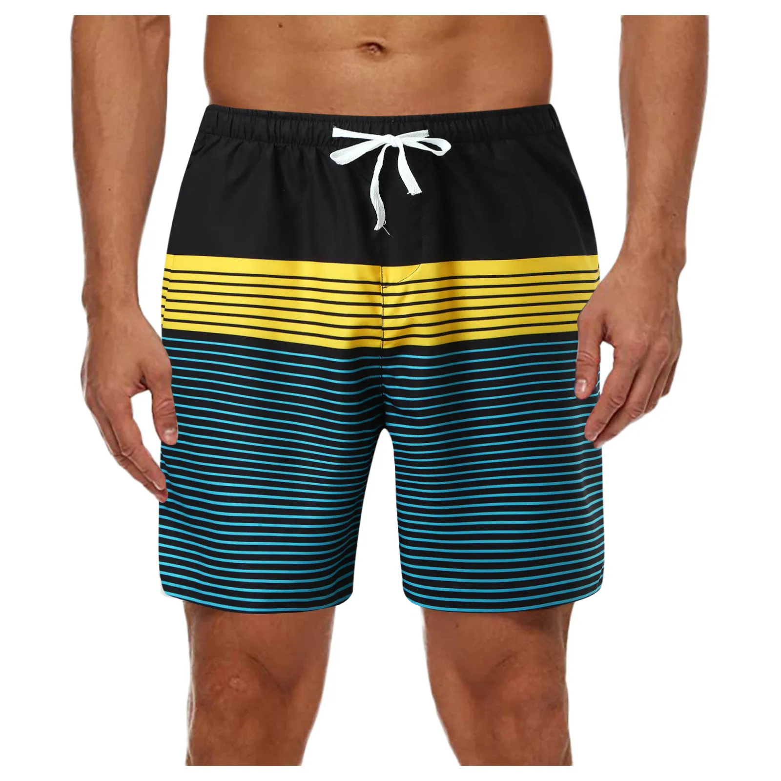 

Мужские пляжные шорты, летние полосатые спортивные быстросохнущие пляжные шорты для фитнеса и серфинга, плавки, купальные шорты-бермуды, 2021