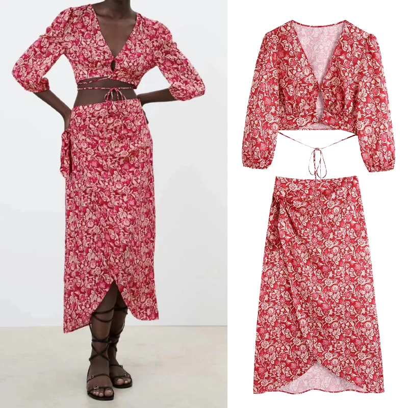 PPYQYKX Za юбка костюм 2021 женский осенний костюм с цветочным принтом V-образный вырез топ с разрезом юбка с высокой талией винтажный Повседневны...
PPYQYKX Za юбка костюм 2021 женский осенний костюм с цветочным принтом V-образный вырез топ с разрезом юбка с высокой талией винтажный Повседневны...