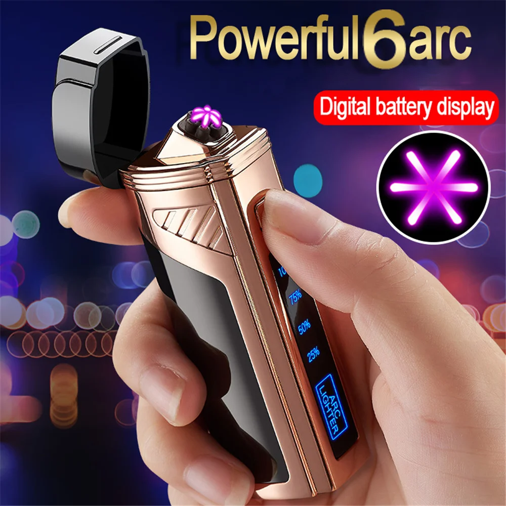 Luxury 6 ARC Usb Cool Lighter Touch Switch With Cigar Cutter Flameless Windproof Acendedor Eletrico Rechargeable Gadgets For Men
Luxury 6 ARC Usb Cool Lighter Touch Switch With Cigar Cutter Flameless Windproof Acendedor Eletrico Rechargeable Gadgets For Men