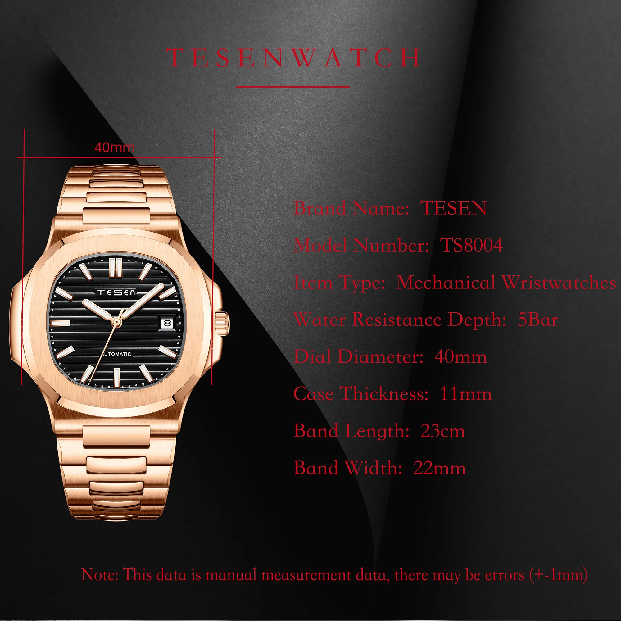 Мужские спортивные часы TESEN автоматические механические деловые модные мужские