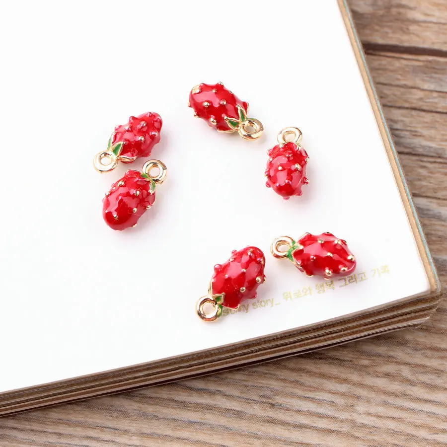 10Pcs Lovely strawberry Enamel Charms Pendants For DIY Jewelry Accessories Finding Earring Gold Color Metal fruit Charms
10Pcs Lovely strawberry Enamel Charms Pendants For DIY Jewelry Accessories Finding Earring Gold Color Metal fruit Charms