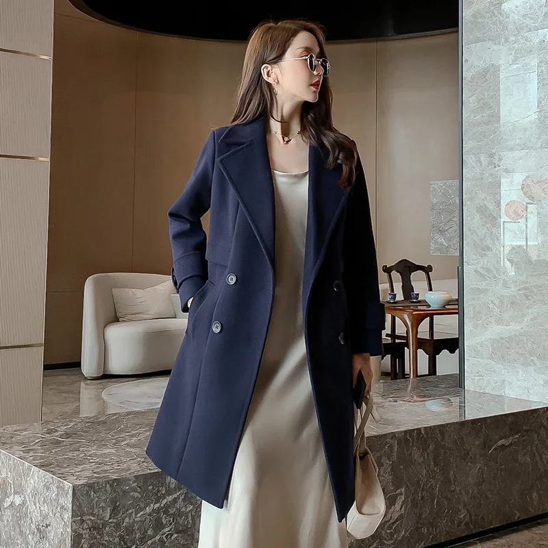 New Wool Blend Coat Women Long Sleeve Turn-down Collar Outwear Long Jacket Casual Autumn Winter Elegant Woolen Coat Overcoat1479
New Wool Blend Coat Women Long Sleeve Turn-down Collar Outwear Long Jacket Casual Autumn Winter Elegant Woolen Coat Overcoat1479