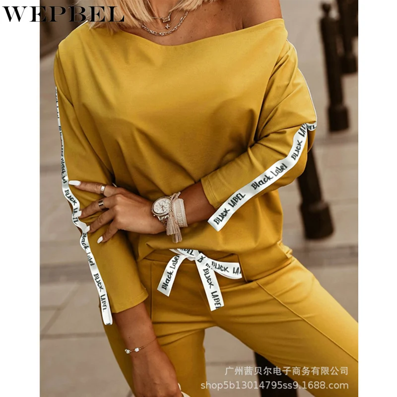 WEPBEL Women's Sport Tracksuit Ladies Elegant Loose Sweatshirt Top + Drawstring Waist Skinny Pants Two Piece Set Outfits
WEPBEL Women's Sport Tracksuit Ladies Elegant Loose Sweatshirt Top + Drawstring Waist Skinny Pants Two Piece Set Outfits