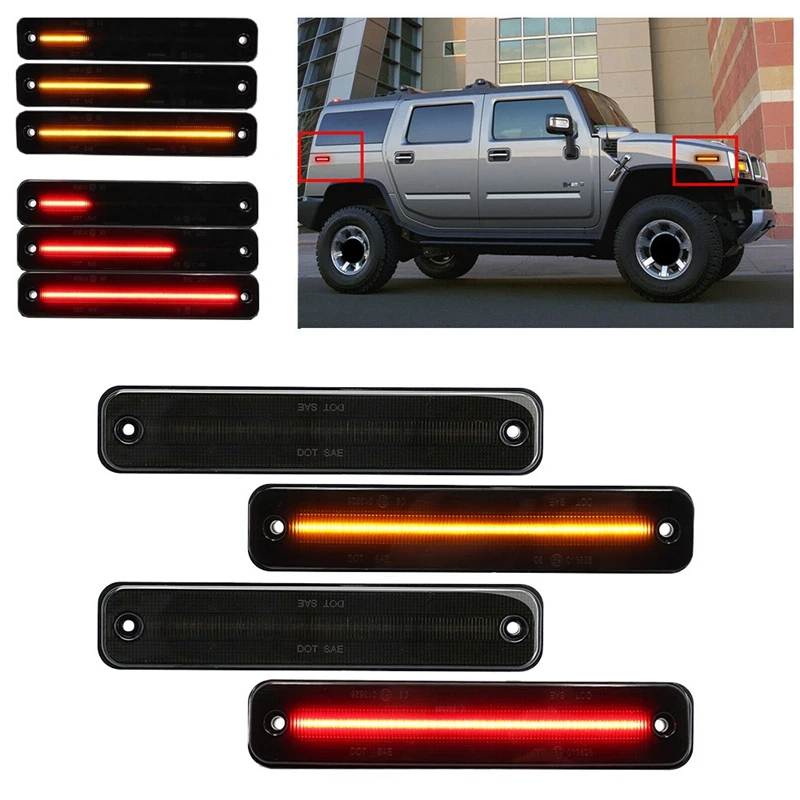 for 2003-2009 HUMMER H2 Smoked Front Rear LED Side Marker Light Kit Amber Red Turn Signal Dynamic Flowing LED Lights
for 2003-2009 HUMMER H2 Smoked Front Rear LED Side Marker Light Kit Amber Red Turn Signal Dynamic Flowing LED Lights